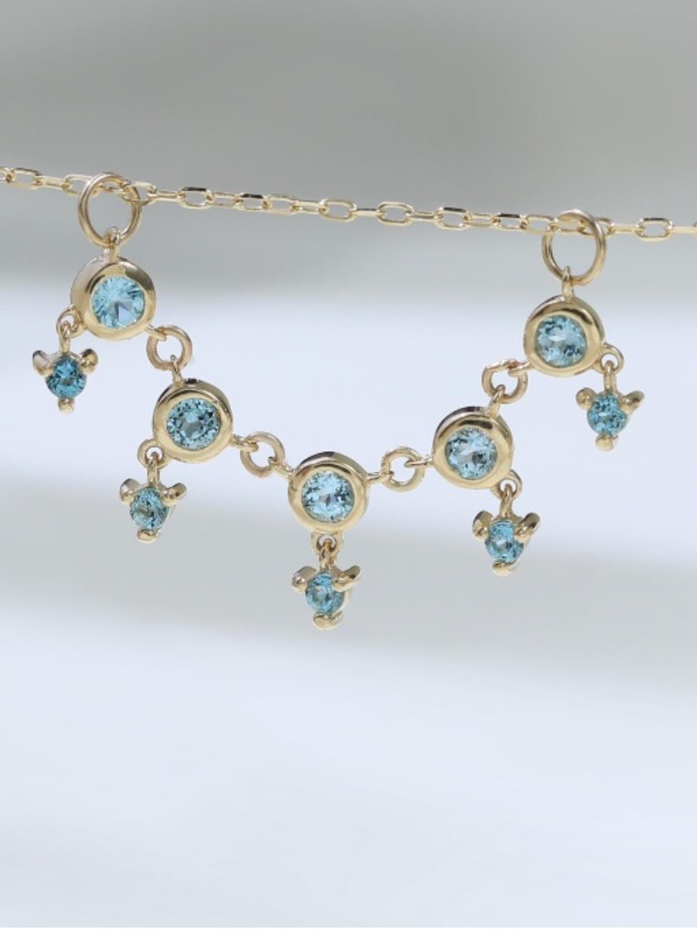 Solid 14K Gold Peridot Swiss Blue Topaz Chain Attachment Dangle Chain